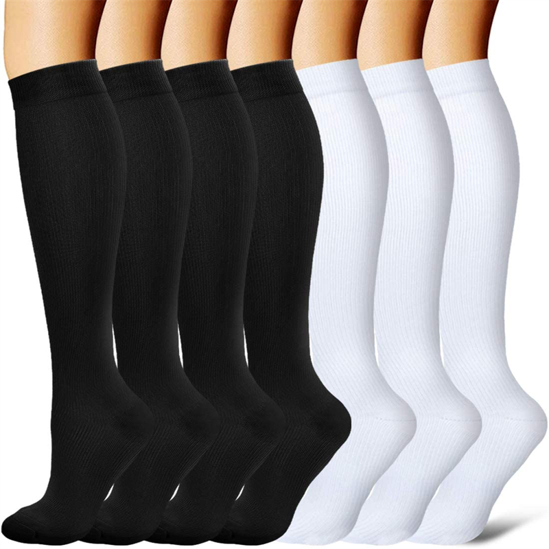 7 ペア圧縮ソックス女性男性膝高妊娠浮腫糖尿病静脈瘤ランニン - Sock Garter Men のレビューと価格
